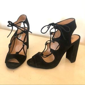 Steve Madden Aryah Black Suede Lace Up Heel
